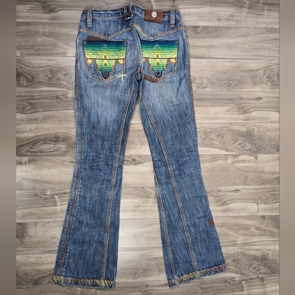 Antik Denim Serape Size 27 Boot Cut Distressed